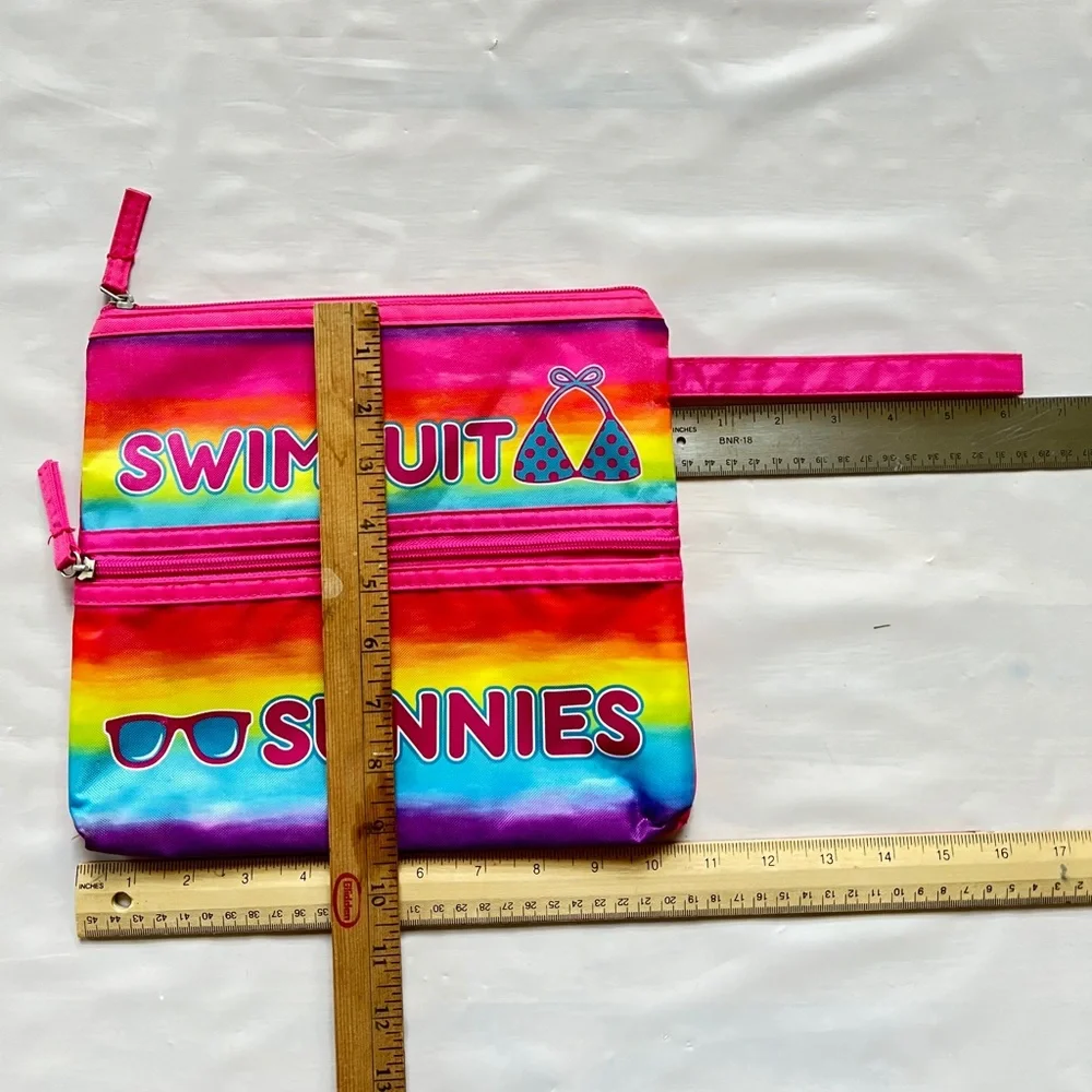 3C4G Stuff Bag swimsuit Pink Rainbow sunnies 2 in 1 Wet Dry rare color pattern